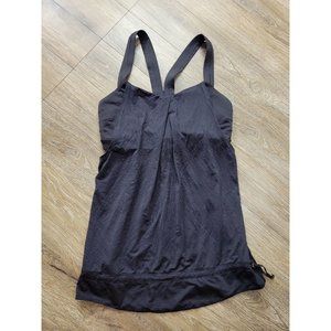 Lululemon Woman 4 Active Black Mesh Tank Racerback Sport Bra Loose Fit Athletic
